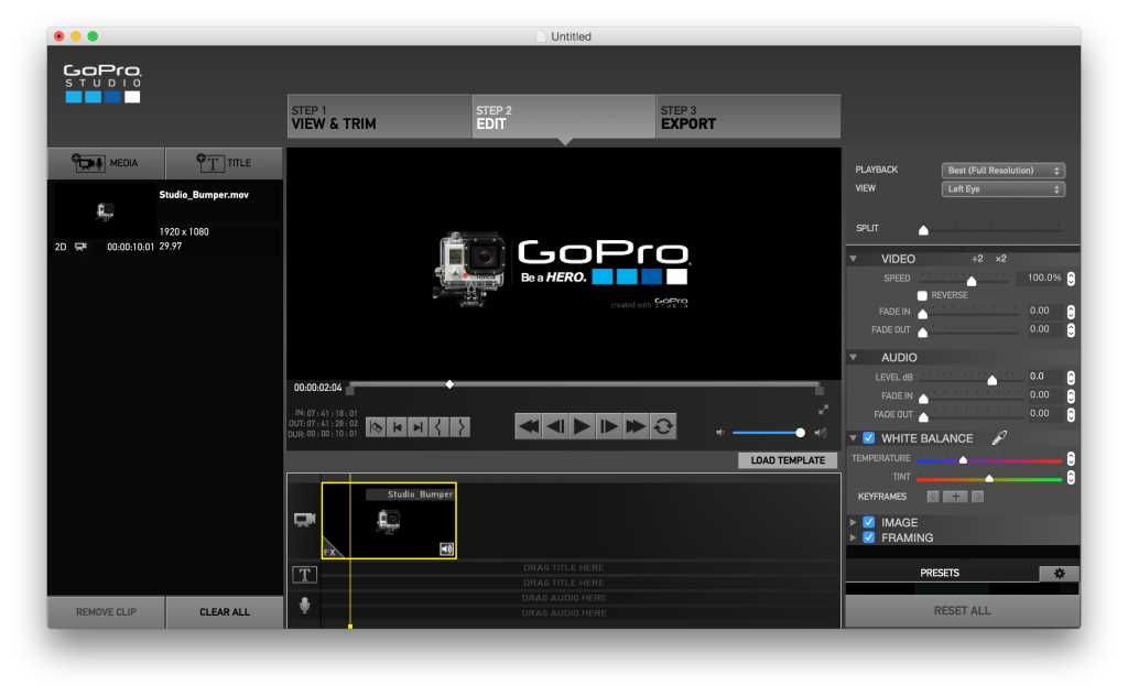 GoPro Studio BumperをBlank Templateで使用する方法|Mac 版